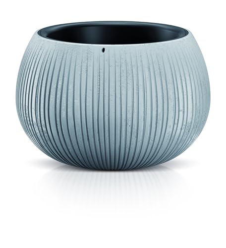 DIKEL Maceta de 20 cm de diámetro, 16 cm de altura | Maceta con aspecto de hormigón de plástico duradero, resistente a la intemperie y a los rayos UV | Macetas para un elegante diseño de jardín y