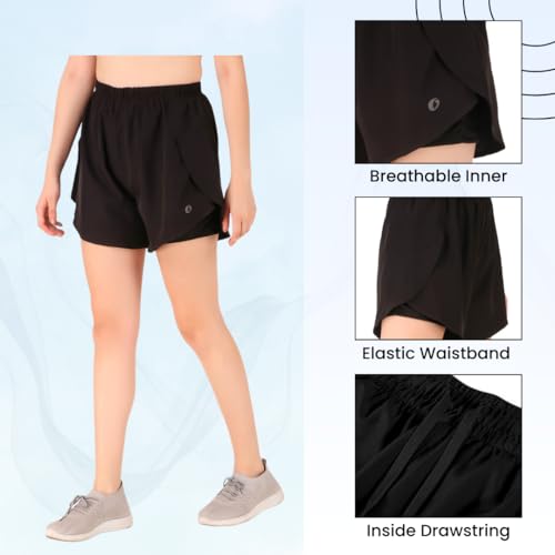 Image of Oysters Women's 2 in 1 Running Skirt Shorts Quick Dry Gym Athletic Workout Shorts for Women
