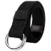 JINIU Canvas Belt Military Style D RING Buckle solid color 1.5" wide CAB2 BLACK 47"Long