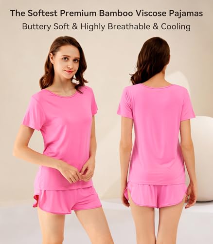 Image of WiWi Viscose from Bamboo Pajamas Set for Women Super Soft Short Sleeve Cooling Summer Plus Size Pjs Sets Sleepwear S-4X