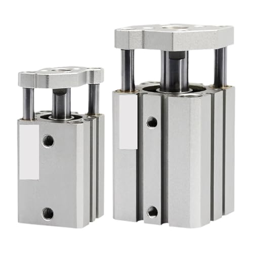 Cilindro neumático compacto de doble efecto con vástago de guía y carrera de 30mm sin imán 3