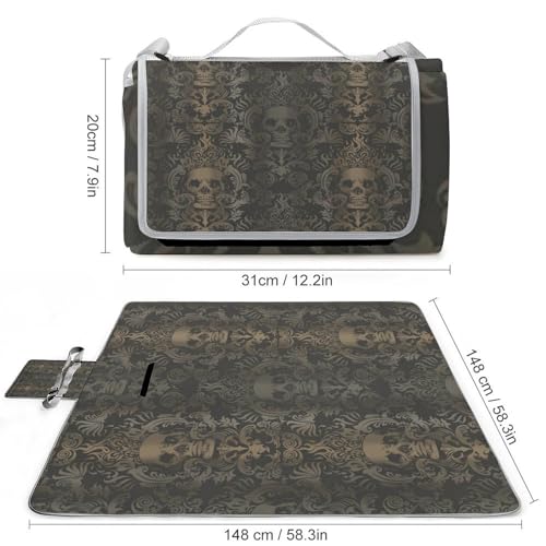 Tapis de camping tête de mort imperméable et résistant à la chaleur