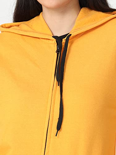 Image of Wafaa Women's Cotton Plain Hooded Neck Full Zipper Sweatshirt Hoodies with Kangaroo Pocket