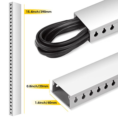 STAGEEK Cable Trunking Kit - 9 Pieces, 3.5 Meter Open Slot Desk Cable Management, Self-Adhesive Cable Tidy, Hide Cords for Computer, Cable Raceway Organiser for Home Office - 9XL39cm W4cm H2cm, White