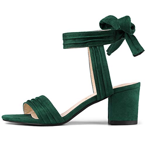 Image of Allegra K Women's Open Toe Ankle Tie Back Block Heels Sandals