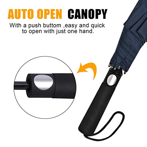 Image of G4Free 62 inch Portable Golf Umbrella Automatic Open Large Oversize Vented Double Canopy Windproof Waterproof Sport Umbrellas | Windproof Heavy Duty Umbrella, Automatic Open, Sport Umbrella, Durable, Waterproof Stick Umbrella, for Rain, for 2 People