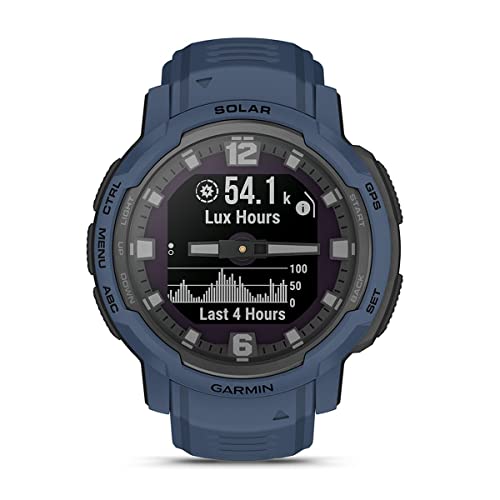 Playbetter Garmin Instinct Crossover Solar (Tidal Blue) Hybrid Rugged Smart Watch With Luminescent Hands & Digital Display | Bundle Portable Charger & Screen Protectors | Smartphone Compatible #TOP2