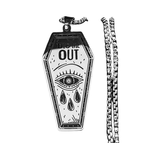 Collier chaîne argentée punk sombre pour hommes en acier inoxydable résistant