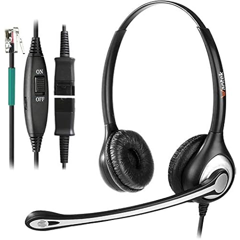 Wantek Auriculares Teléfono Fijo Binaural con Micrófono y Cancelación de Ruido (602QS1) Cover