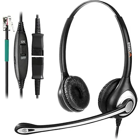 Wantek Auriculares Teléfono Fijo Binaural con Micrófono y Cancelación de Ruido (602QS1) Cover
