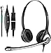Produktbild Wantek Telefon Headset RJ9 Dual mit Noise Cancelling Mikrofon, Quick Disconnect, Call Center Kopfhörer für Festnetztelefone Plantronics Avaya Aastra Alcatel Lucent Mitel (602QS1)
