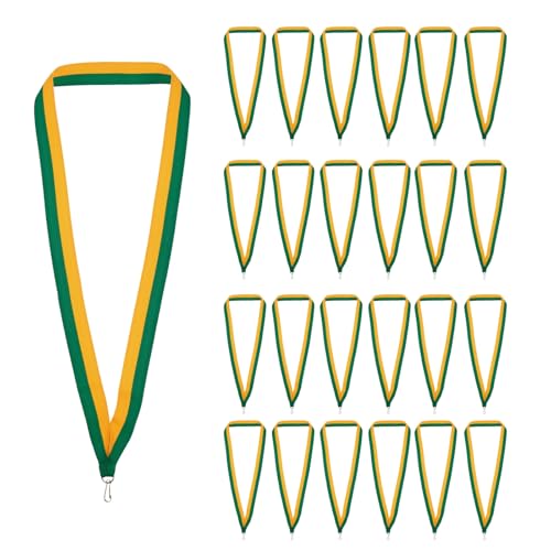 Rubans de médailles en polyester PATIKIL vert jaune pour compétition sport et fête - 66 pièces