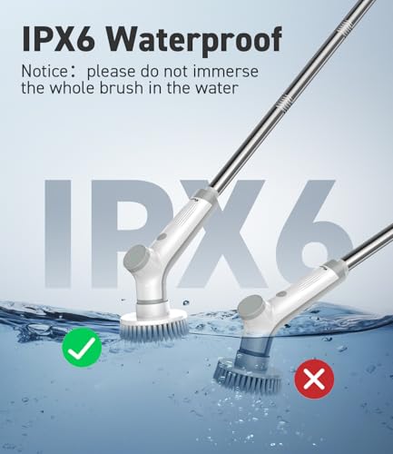 Electric Spin Scrubber, VEWIOR Cordless Shower Scrubber with 3 Adjustable Angle, Cleaning Brush with 2 Speeds 3 Replaceable Brush Heads for Bathroom Kitchen Tub - Image 5