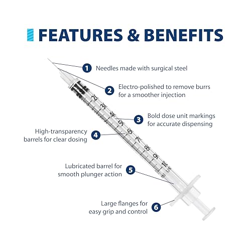 Image of Easy Touch 30 Gauge U-100 Insulin Syringes (30G 1cc 5 /16 inch) with 5 /16 inch Short Needle, 1cc (100 Unit Capacity), Bold Markings for Accurate Dosing, Disposable, Box of 100