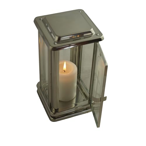 Lampe funéraire Designgrab en acier royal inoxydable - Avec une croix gravée sur le côté de la paroi