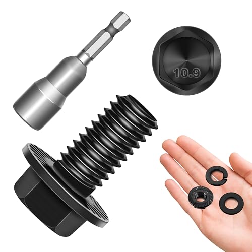 M8 x 16mm (10 Sets) M8x1.25 Bolt Flanged Hex Head Nuts and Bolts, M8 Bolt Flange Hexagon Screws with Nuts and Washers, M8 Screws Grade 10.9 Alloy Steel Metric Bolt Assortment Metric Screw By Mywish