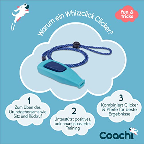 Coachi Whizzclick, 2-in-1 kombinierter Clicker und Pfeife, Hundetrainingspfeife für Rückruf- und Clickertraining zur Belohnung, verstellbares und reflektierendes Trageband, für alle Hunde und Welpen