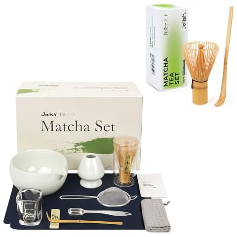Joiish 10-Pcs Grey Matcha Kit Set and Replacement Matcha Whisk Cover
