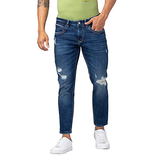 Image of Spykar Men's Kano Slim Fit Mid-Rise Jeans (Ankle Length)