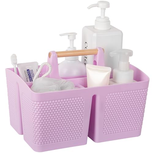 Image of Plastic Shower Caddy, Portable Shower Basket with Handle, Light Purple