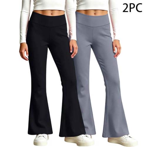 Girls Leggings 2 Pack High Waisted Flare Yoga Pants Teen Fashion Outfits - image 2