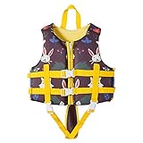 Yeah-hhi Neu verbessert Kinderschwimmweste Swimwear Schwimmflotation Mit einstellbarem Sicherheitsgurt Zum Bootfahren, Schwimmbad, Sommerwassersport,Braun,S
