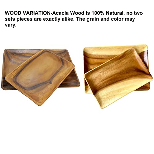 Wrightmart Acacia Wood Serving Trays - Set Of 2, Decorative Charcuterie-Appetizer Servers For Home And Bar Use #TOP6