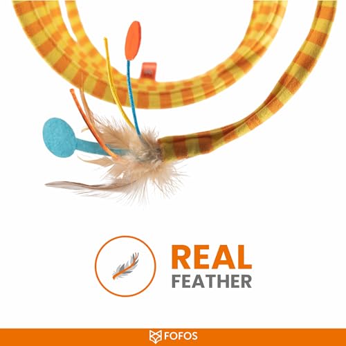Image of BarkButler x FOFOS Safari Spiral Tunnel - Yellow, with Real Feathers and Mouse Toy, US Grade Catnip, Portable Design, Cat Accessories, Perfect Cat and Kitten Toys