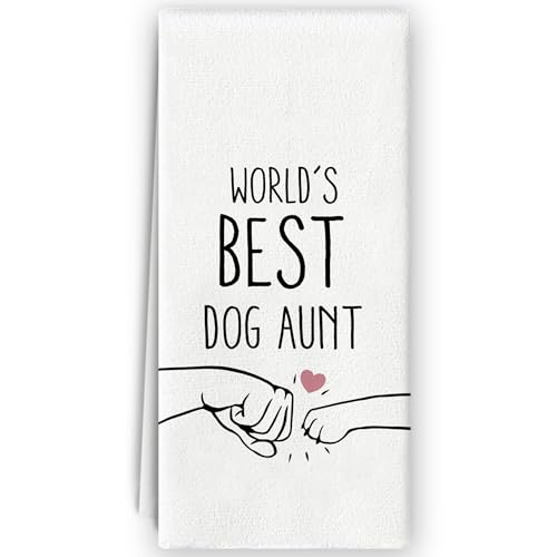 Bnzolyoia World's Best Dog Aunt Kitchen Towels, Aunt Gifts, Dog Gifts, Aunt Hand Towels Dish Towels for Bathroom Kitchen 16x24 Inch