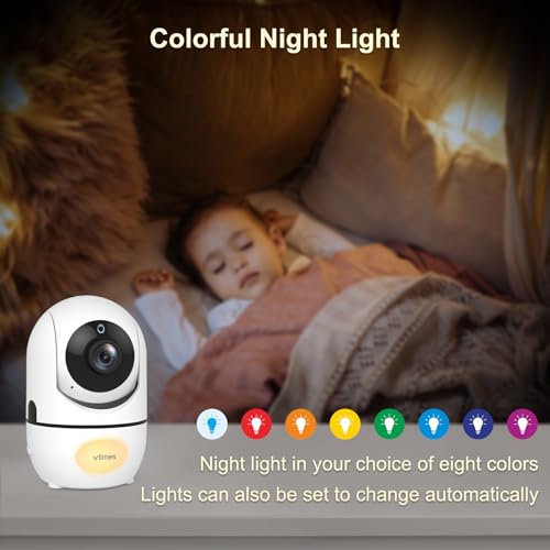 VTimes Baby Monitor with Camera and Audio, 5.5\" 720P HD Screen Video Baby Monitor No WiFi VOX Mode Pan-Tilt-Zoom Alarm and 1000ft Range, Night Vision and Night Light, Ideal for Baby/Elderly/Pet - Thumbnail 4