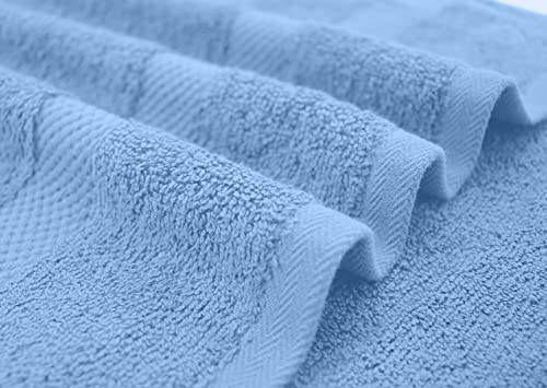 Image of DAN RIVER Bath Towels Set of 4, 27 x 54 Inches, 100% Cotton, Larger & Lighter Weight, Quicker to Dry, Super Soft and Absorbent, Ideal Cotton Towels for Bathroom for Daily Use, Medium Blue