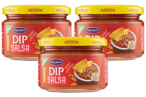 3X Santa Maria - Salsa Dip Medio Piccante al Pomodoro 250 g - Senza Zuccheri Aggiunti - Spicy Tomato Dip Medium