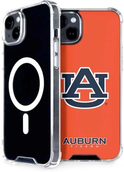 Skinit Phone Case Compatible with MagSafe iPhone 15 Plus - Officially Licensed Auburn University Logo Orange Design
