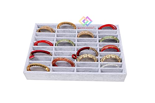 Image of 40 Bangle Velvet Jewellry Drawer Organizer Tray Stackable (Grey)