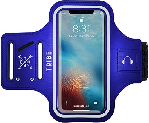 TRIBE Water Resistant Cell Phone Armband Case Running Holder for iPhone Pro Max Plus Mini SE (13/12/11/X/XS/XR/8/7/6/5) Galaxy S Ultra Plus Edge Note (21/20/10/9/8/7/6/5) Adjustable Strap & Key Pocket