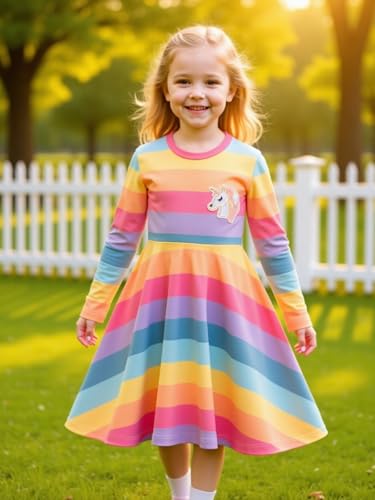 Girls Twirl Dress with Flare Hem – Colorblock Design Casual Dresses for Kids4