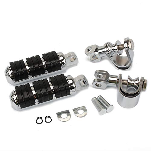 Motorcycle Foot Pegs Highway Footrest Adjustable U-Clamp Mount Kits 1 1/4 Inch Engine Guard Crash Bar for Sportster Touring Dyna Softail V-Rod