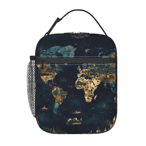 For Kids Girls Boys Women Adult, Insulated Vintage Lunch Bag,polyester Cooler Handbags Case For School Picnic Work Travel Beach Or Hiking
