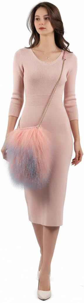 Furry Crossbody Bag Real Curly Mongolian Fur Purse Flush Fur Clutch Shoulder Bag - Image 3