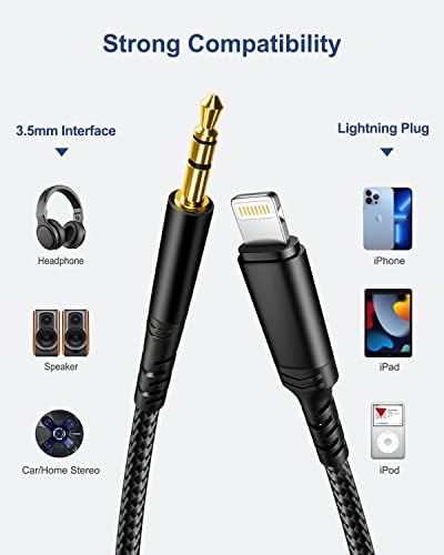 Aux Cable for iPhone in Car [Apple MFi Certified] 1M Lightning to 3.5mm Aux Cable Compatible with iPhone 13/13 Pro/SE/12/12 Pro/11/11Pro/X/XS/XS Max/XR/8/7,Support All iOS Version for Home/Car Stereo