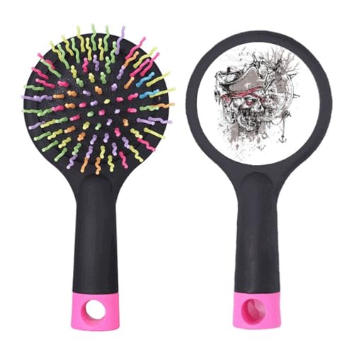 Brosse à cheveux démêlante anti-tiraillement au motif pirate pour cheveux rebelles