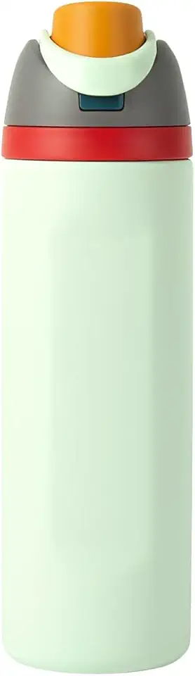 Garrafa Térmica de Água 710ml com Tampa 2 em 1 - Antivazamento, Parede Dupla, Com Alça e Tampa com Trava (Verde Claro)