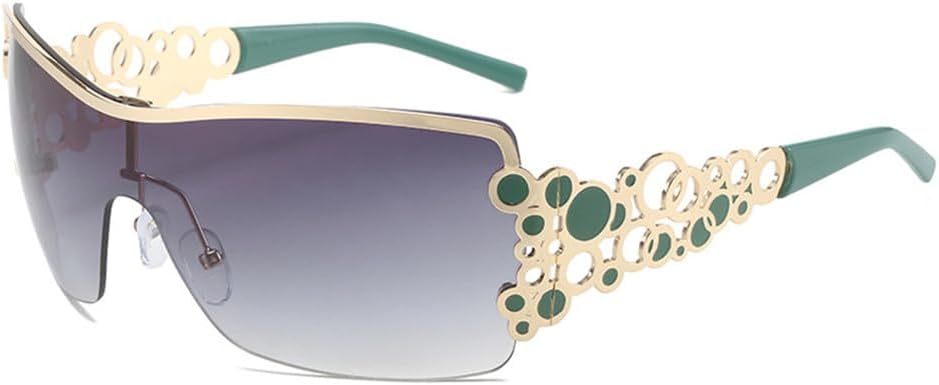 Rimless Sunglasses Women Gradients Lens Hollow Decoration Frame Metal Hinge UV400