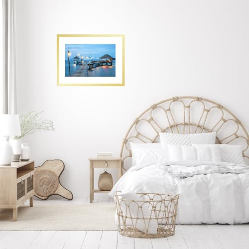 Image of JCJMY 19x25 Picture Frame with 16x22 Mat, Display Photo 16x22 with Mat or 19 x 25 Without Mat, Wall Hanging Large 19 by 25 Poster Frame with Plexiglass, Gold