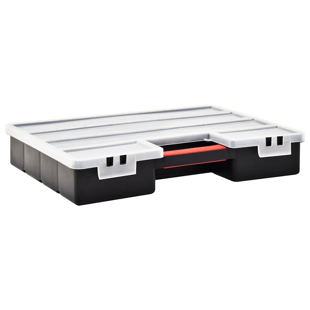 Cajas surtidas 2 unidades con divisores ajustables, 460 x 325 x 80 mm, plástico, organizador para tornillos, piezas pequeñas, caja de herramientas con asa