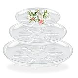 SupKing 15 Pcs Clear Thick Plant Saucers with Feet,6 8 10 inch Heavy Sturdy Plant Trays Pretty Plastic Flower Pot Saucer Drip Trays for Indoor and Outdoor Plant