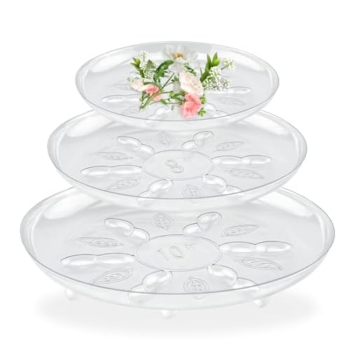 SupKing 15 Pcs Clear Thick Plant Saucers with Feet,6 8 10 inch Heavy Sturdy Plant Trays Pretty Plastic Flower Pot Saucer Drip Trays for Indoor and Outdoor Plant
