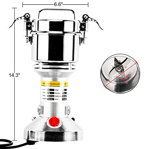 Homend High Speed 350G Electric Grain Mill Grinder Powder Machine Spice Herb Grinder 1500W 70-300 Mesh 28000Rpm Stainless Steel Commercial Grade For Kitchen Herb Spice Pepper Coffee (350G) #TOP1