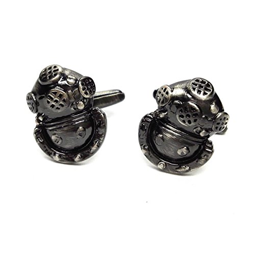 Mancuernillas de Hombre Casco de Buceo Acabado Antiguo miniatura 1