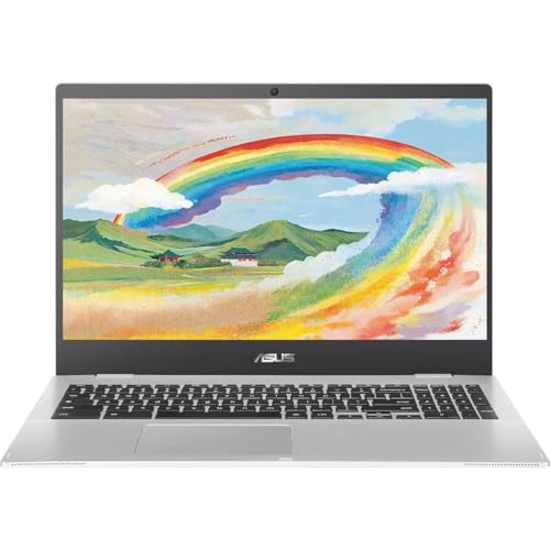 Image of ASUS Chromebook CX1 Laptop, 15.6 inch FHD (1920 x 1080) LED Display, Intel Celeron N4500 Processor, 8GB RAM, 64GB eMMC, Chrome OS, Silver, TWE 64GB Micro SD Card